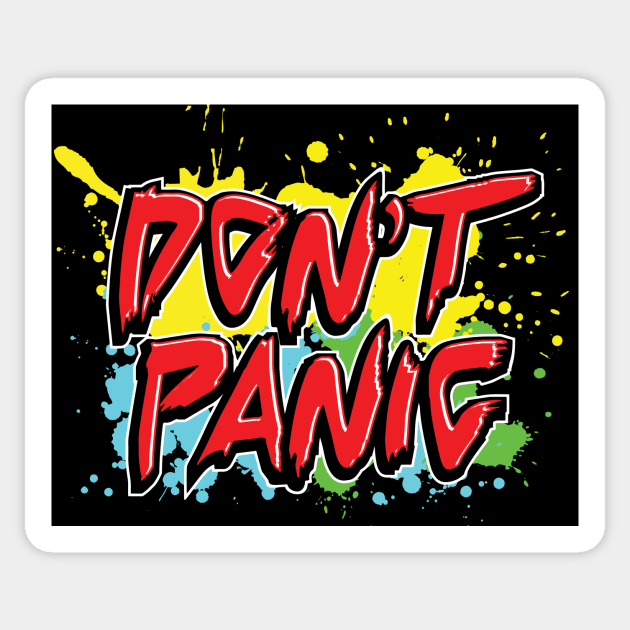 Don't Panic, Hitchhiker's Guide To The Galaxy Quote Sticker by VintageArtwork